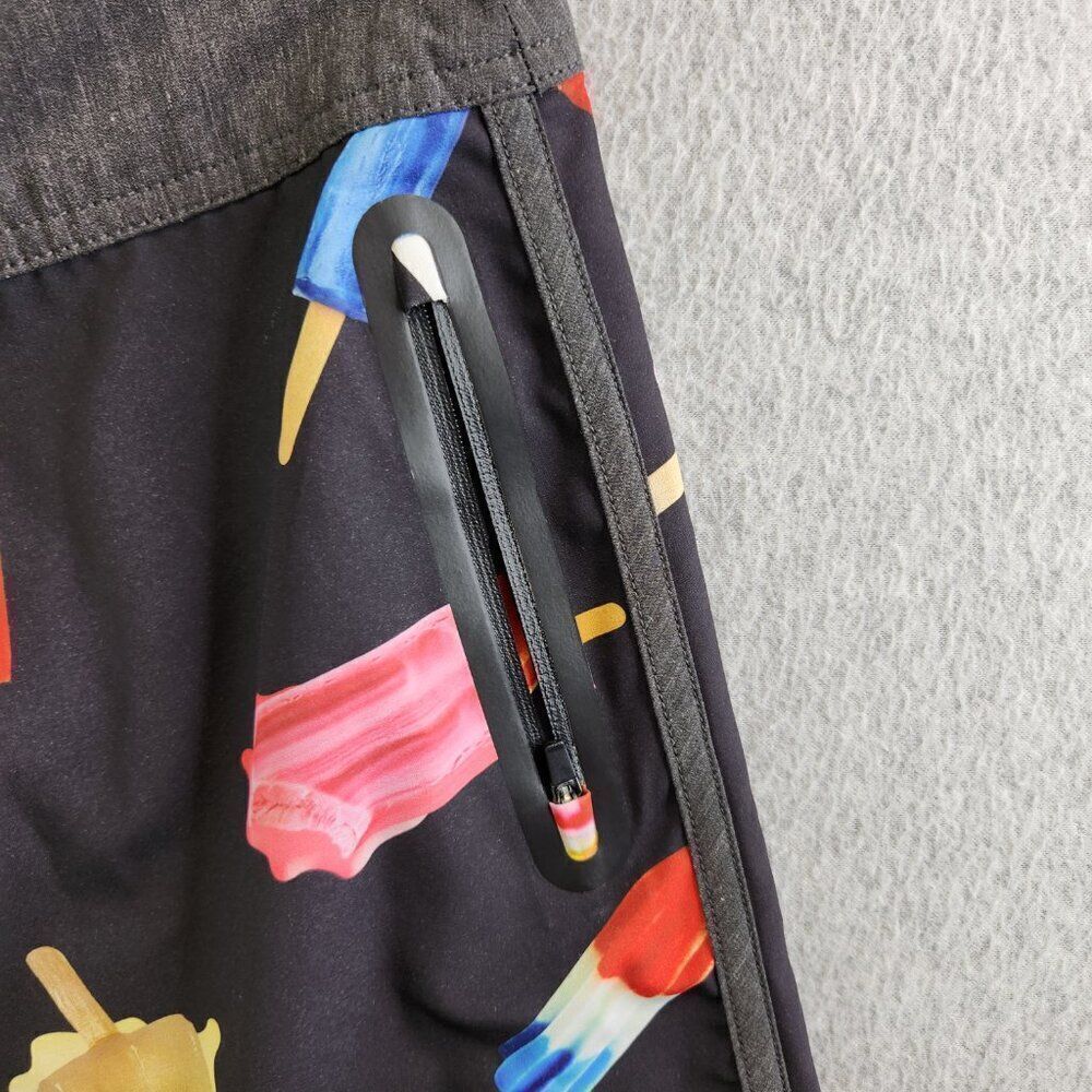 Kavu Board Shorts Mens M Black Ice Cream Popsicle Sunglass Loop Zip Pocket - Picture 3 of 16